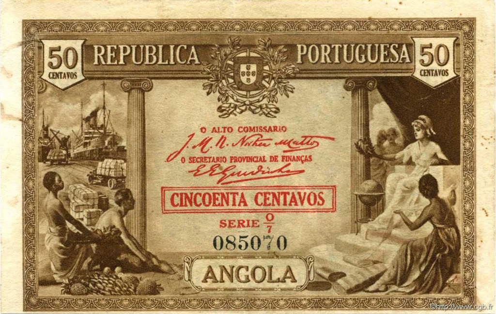 50 Centavos ANGOLA  1923 P.063 MBC