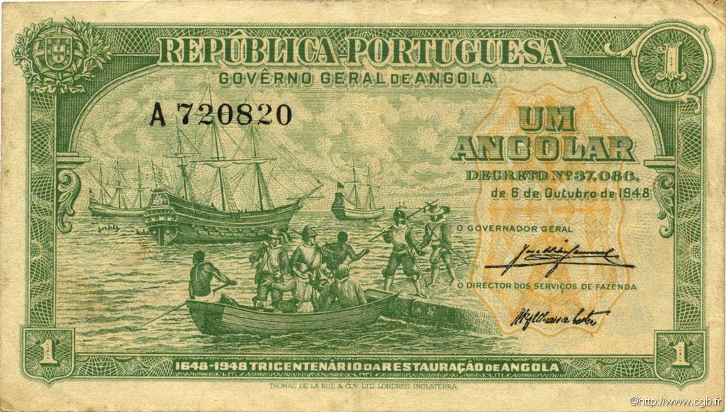 1 Angolar ANGOLA  1948 P.070 MBC+