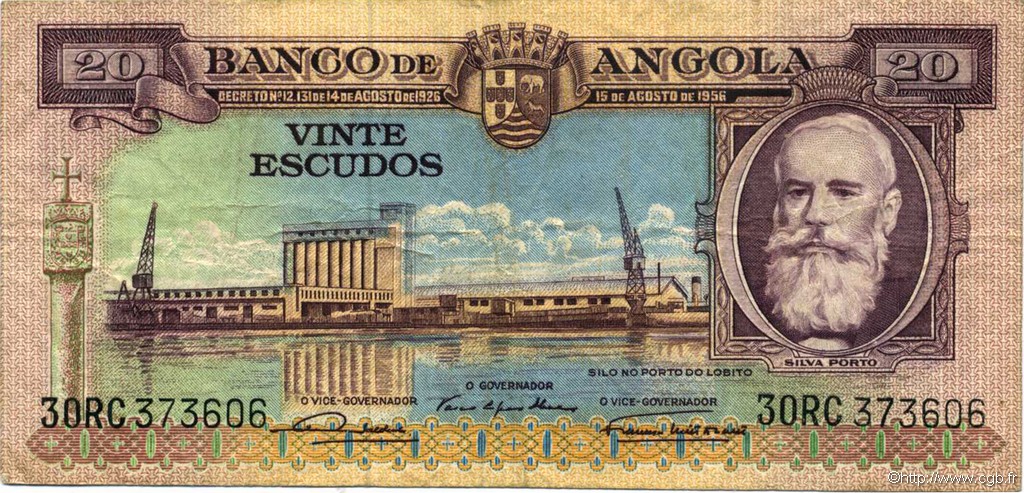 20 Escudos ANGOLA  1956 P.087 q.BB