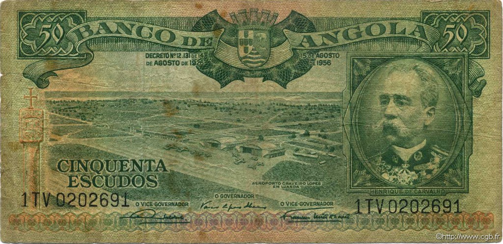 50 Escudos ANGOLA  1956 P.088 q.MB