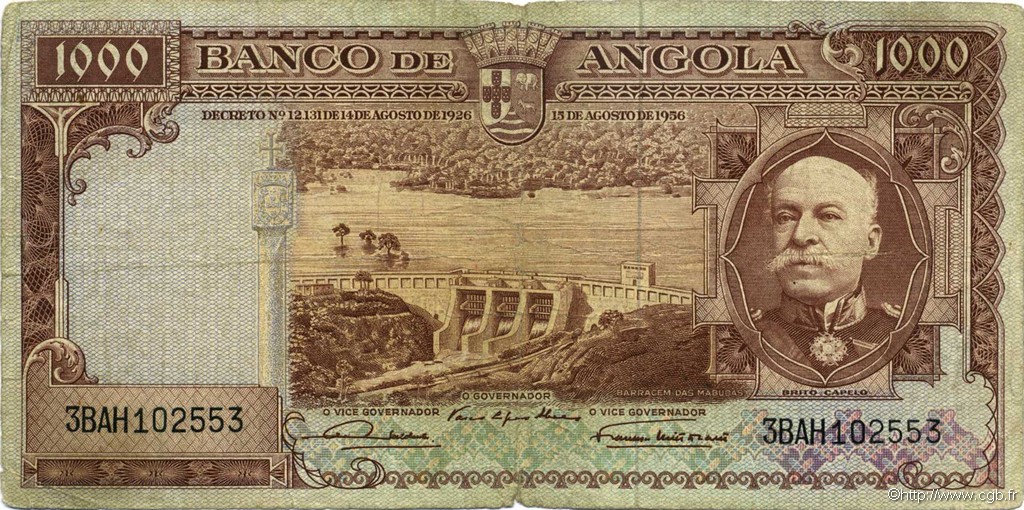 1000 Escudos ANGOLA  1956 P.091 F-