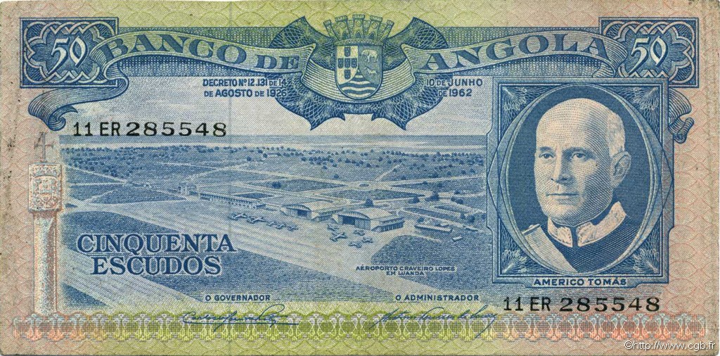 50 Escudos ANGOLA  1962 P.093 BB