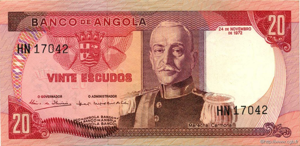 20 Escudos ANGOLA  1972 P.099 EBC