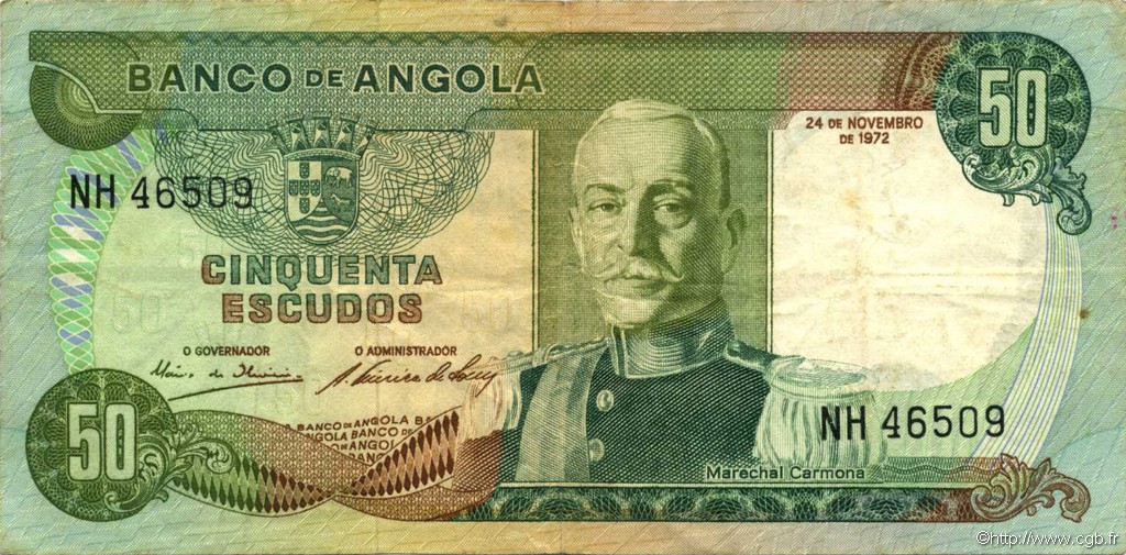 50 Escudos ANGOLA  1972 P.100 BB