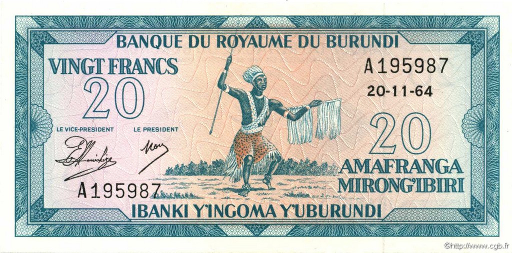20 Francs BURUNDI  1964 P.10 UNC