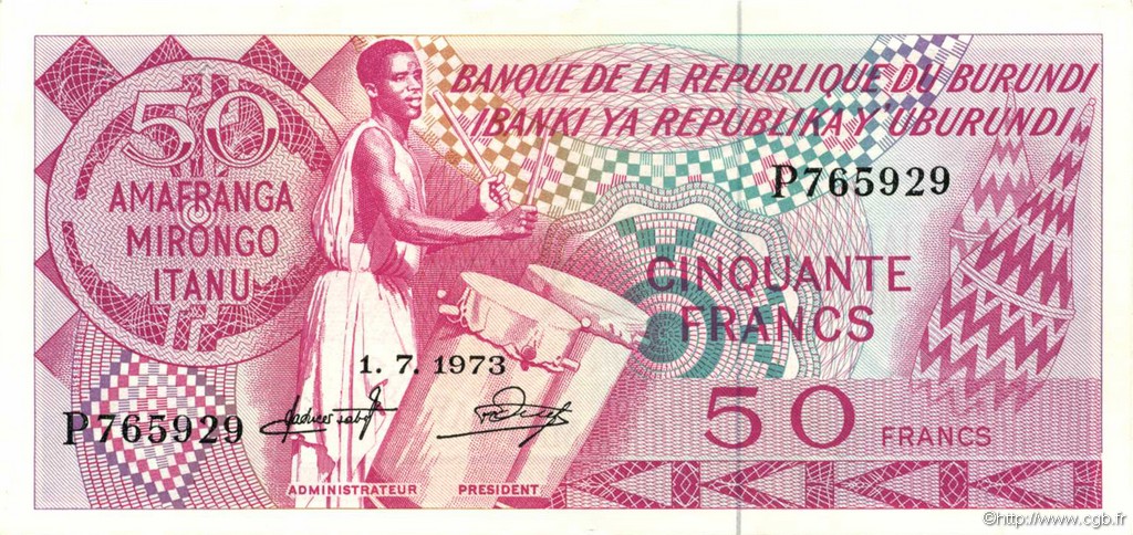 50 Francs BURUNDI  1973 P.22b VZ