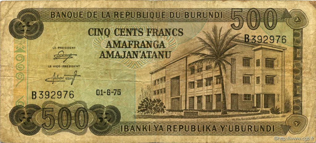 500 Francs BURUNDI  1975 P.24c fS