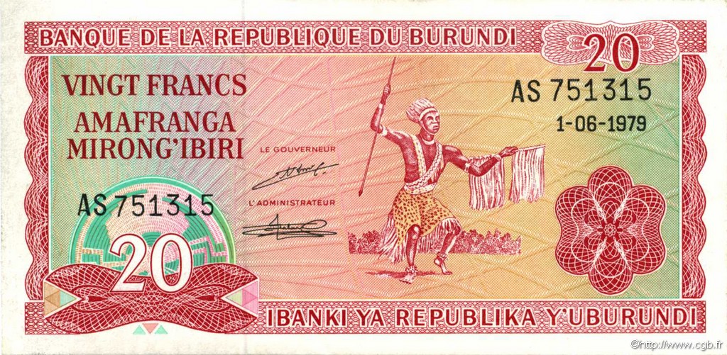 20 Francs BURUNDI  1979 P.27a SPL
