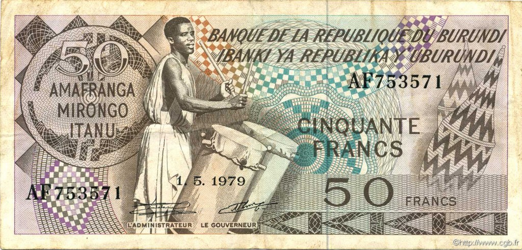 50 Francs BURUNDI  1979 P.28a TTB