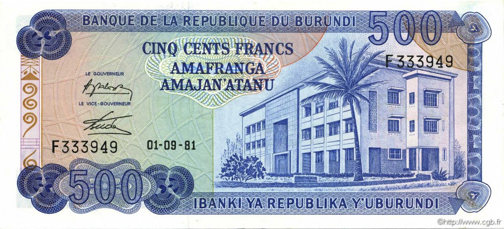 500 Francs BURUNDI  1981 P.30a UNC-