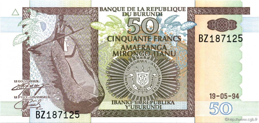 50 Francs BURUNDI  1994 P.36a UNC