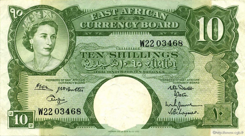 10 Shillings ÁFRICA ORIENTAL BRITÁNICA  1962 P.42b MBC