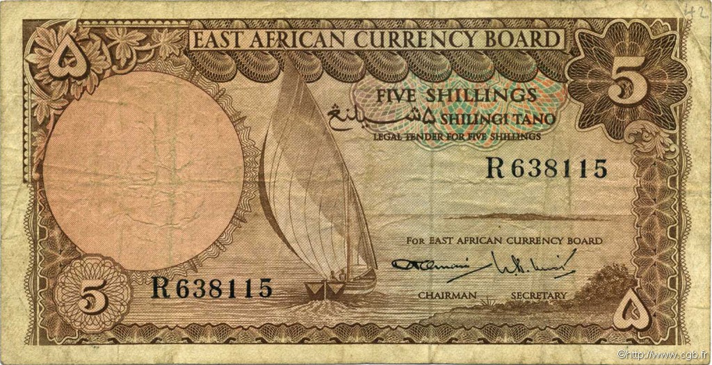 5 Shillings EAST AFRICA (BRITISH)  1964 P.45 F