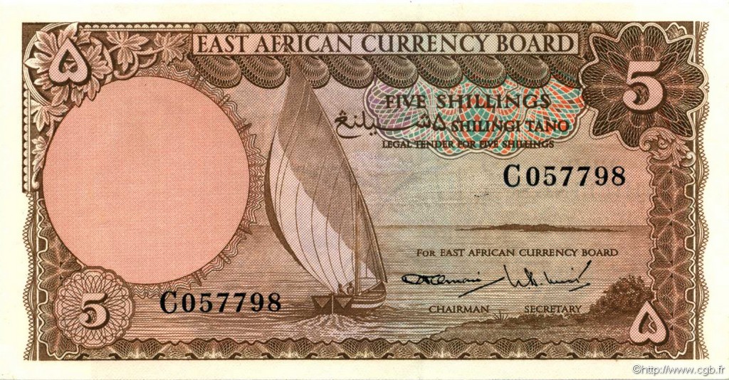 5 Shillings EAST AFRICA  1964 P.45 UNC-