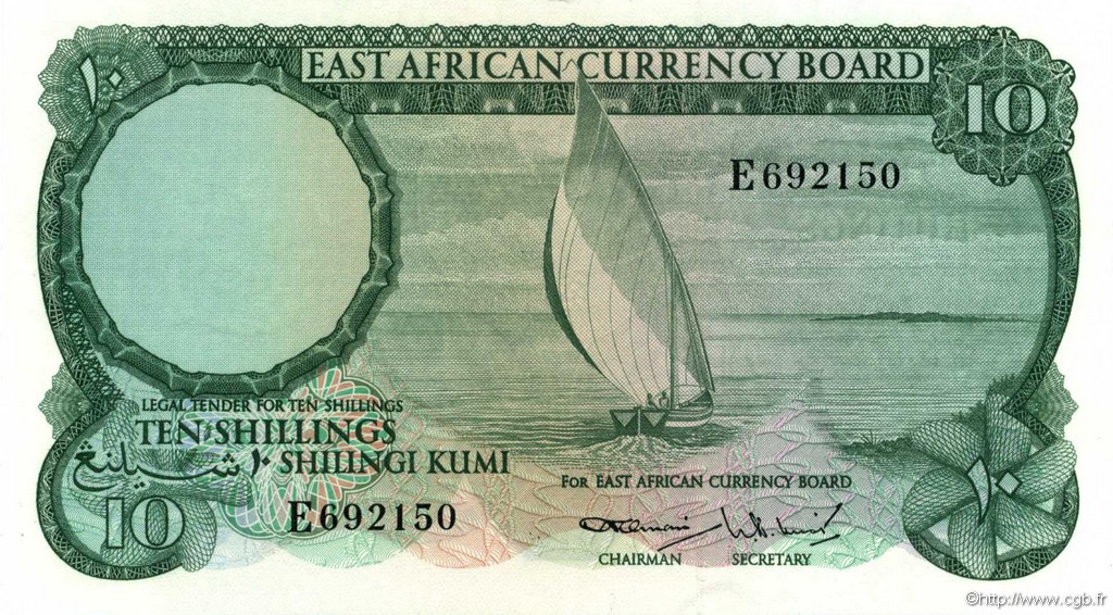 10 Shillings EAST AFRICA  1964 P.46a AU+