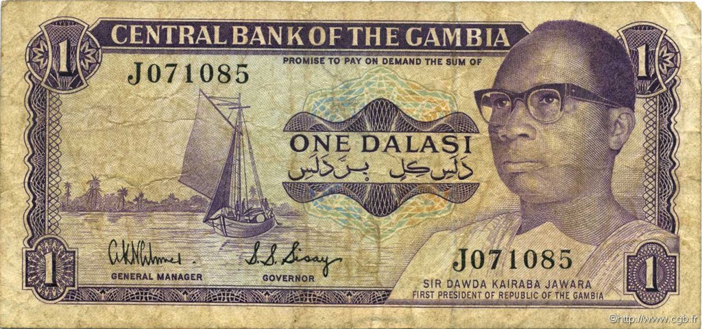 1 Dalasi GAMBIA  1971 P.04d BC