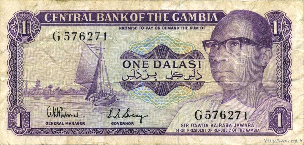 1 Dalasi GAMBIA  1971 P.04d VF