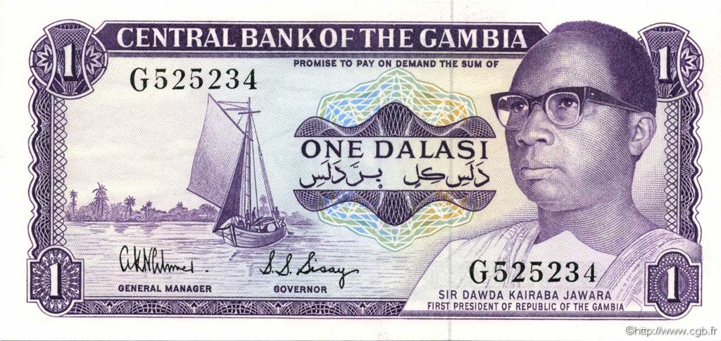 1 Dalasi GAMBIA  1971 P.04d SC+