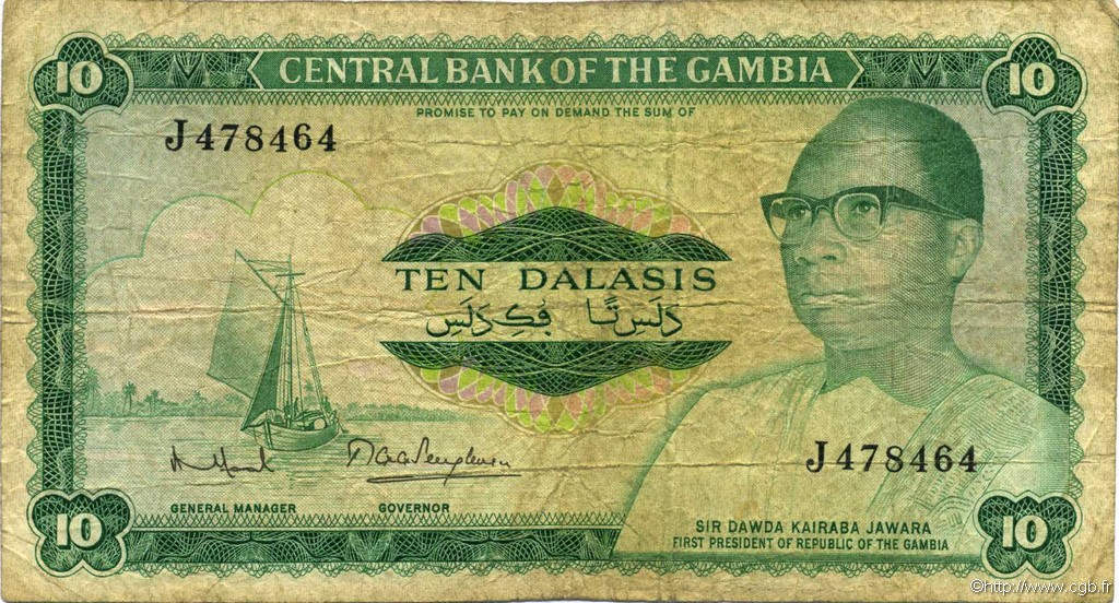 10 Dalasis GAMBIA  1972 P.06d G
