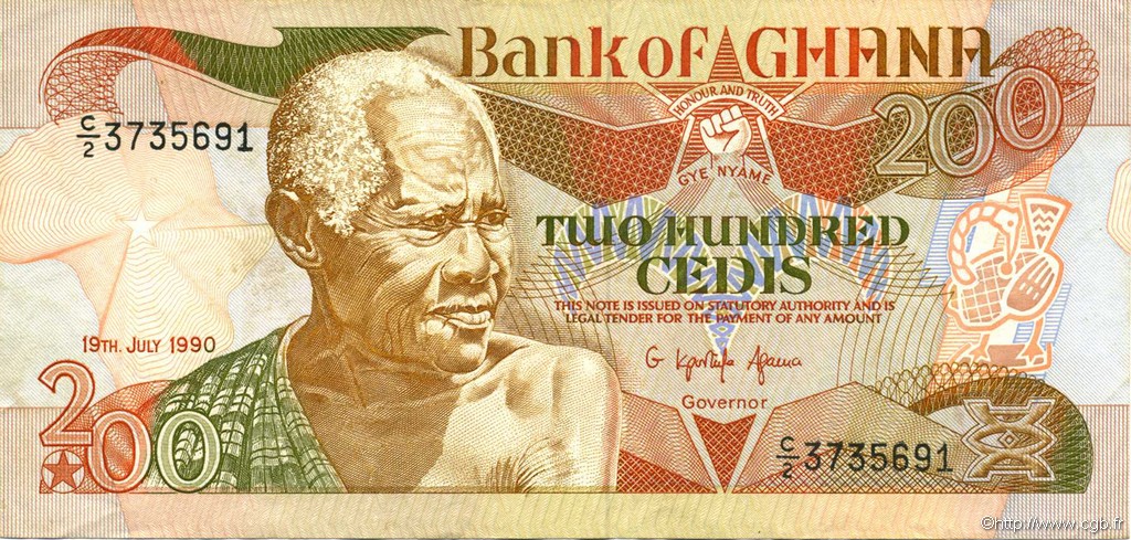 200 Cedis GHANA  1990 P.27b EBC