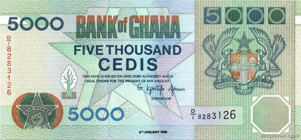 5000 Cedis GHANA  1995 P.31b FDC