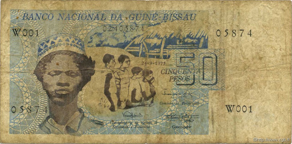 50 Pesos GUINEA-BISSAU  1975 P.01 fS