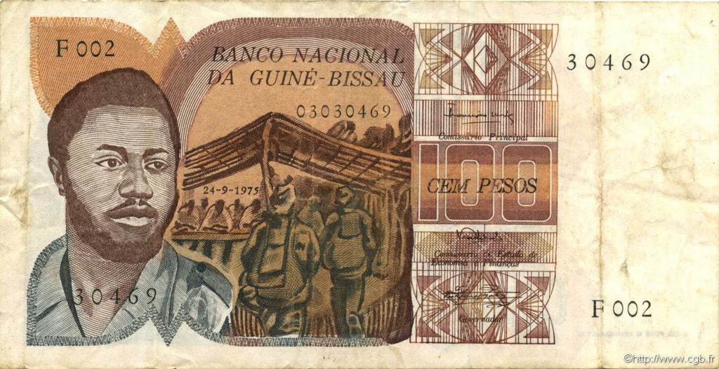 100 Pesos GUINEA-BISSAU  1975 P.02 VF