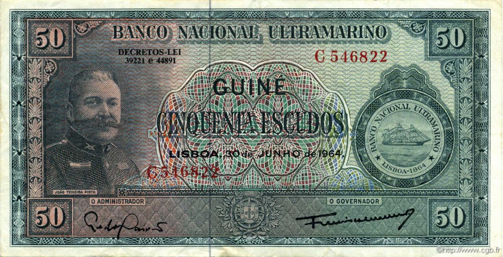 50 Escudos PORTUGUESE GUINEA  1964 P.040a MBC+