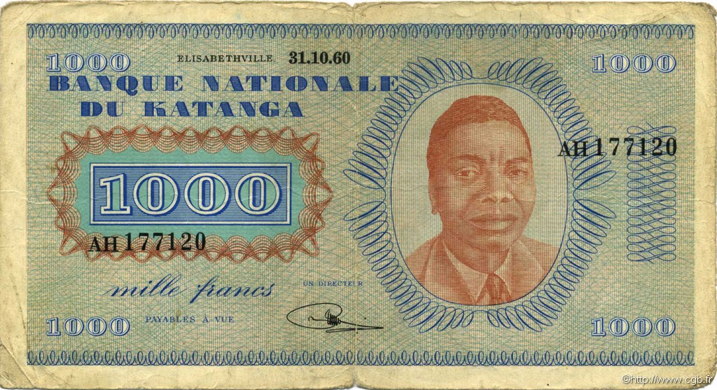 1000 Francs KATANGA  1960 P.10a fS