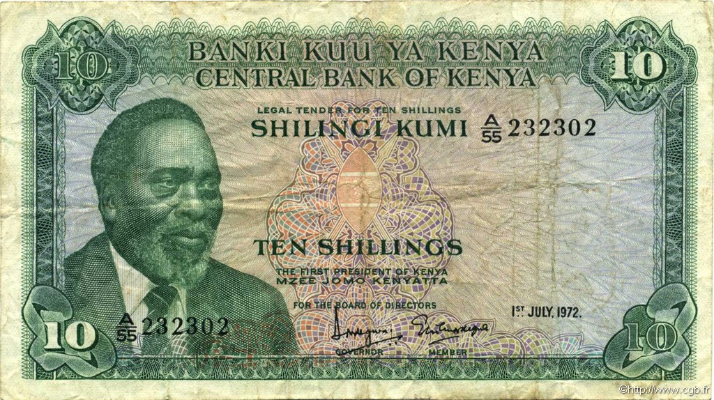 10 Shillings KENIA  1972 P.07c BC