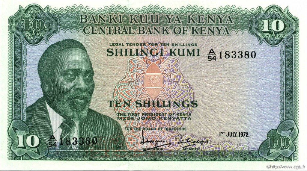 10 Shillings KENIA  1972 P.07c fST+