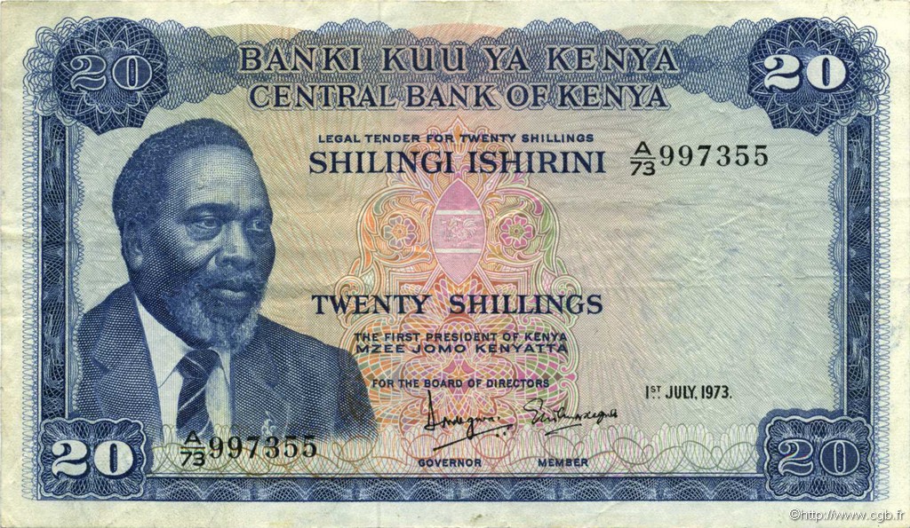 20 Shillings KENYA  1973 P.08d BB