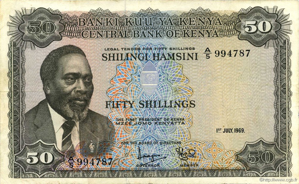50 Shillings KENYA  1969 P.09a q.BB