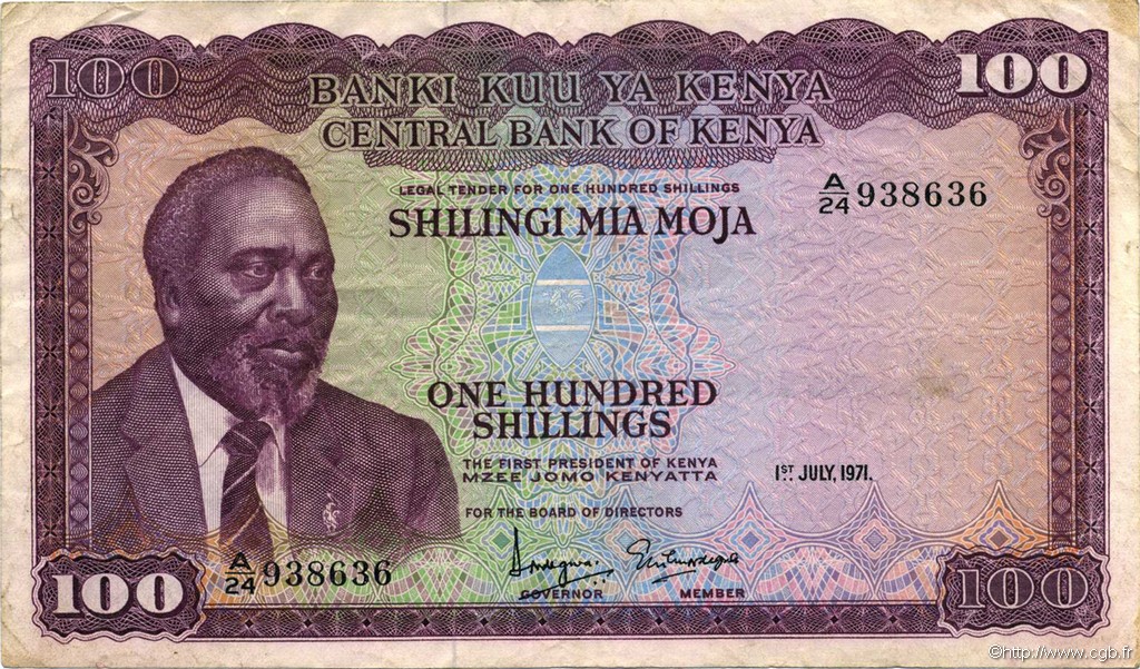 100 Shillings KENYA  1971 P.10b VF