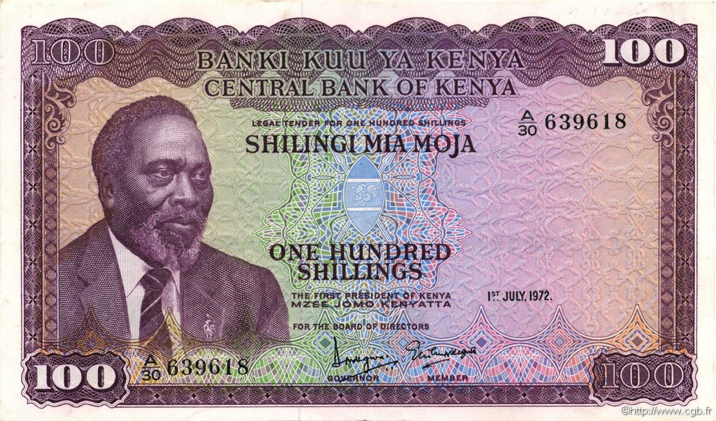100 Shillings KENYA  1972 P.10c SPL
