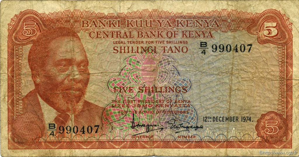 5 Shillings KENIA  1974 P.11a fS