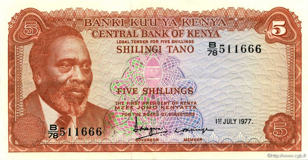 5 Shillings KENIA  1977 P.11d VZ