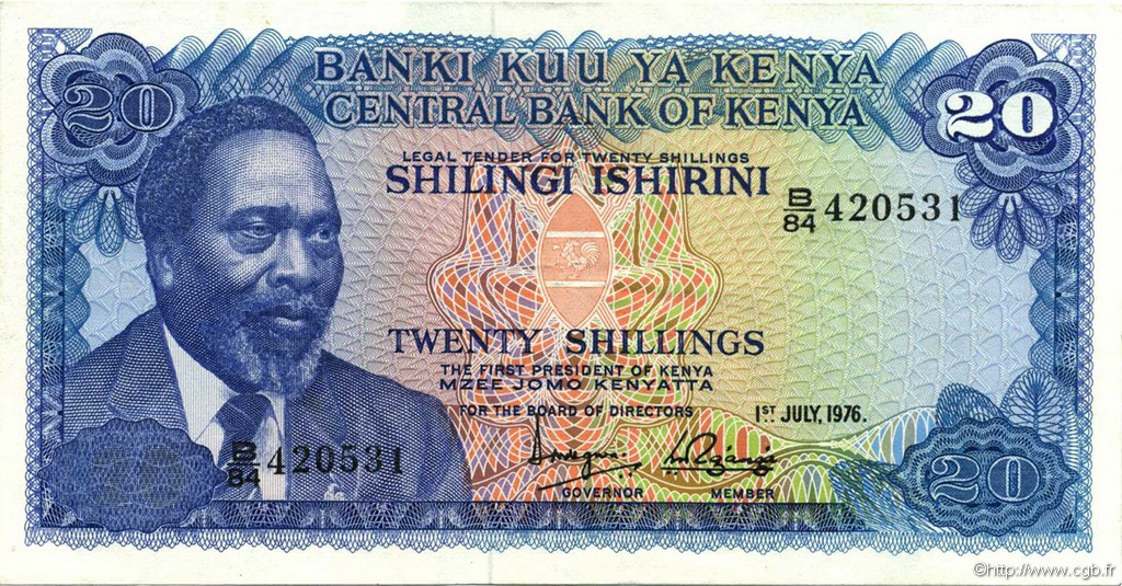 20 Shillings KENYA  1976 P.13c SPL