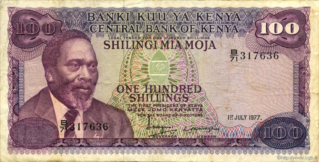 100 Shillings KENIA  1977 P.14d BC+