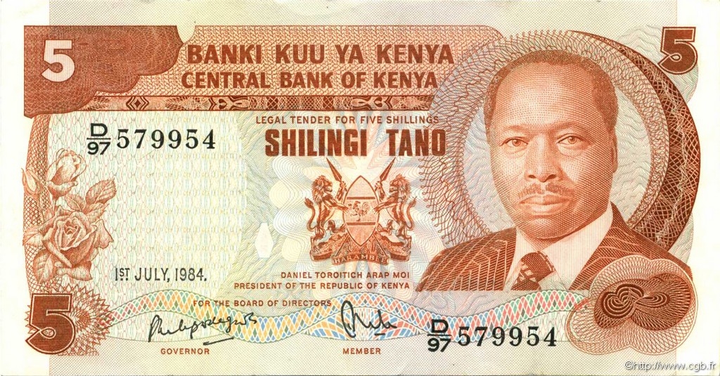5 Shillings KENYA  1984 P.19c XF
