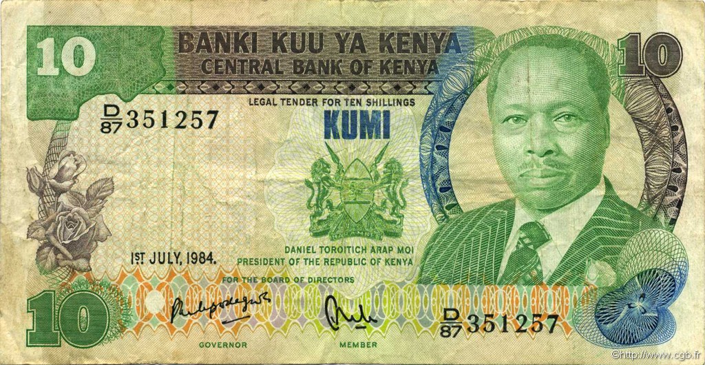 10 Shillings KENYA  1984 P.20c F
