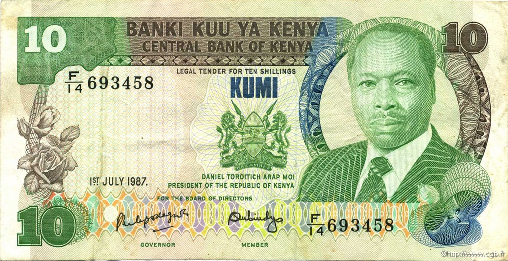 10 Shillings KENYA  1987 P.20f q.SPL