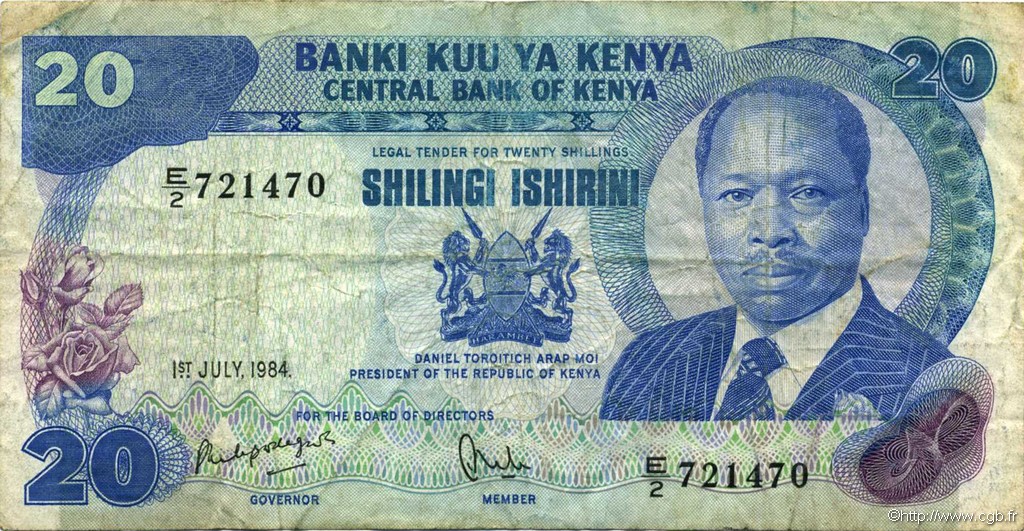 20 Shillings KENYA  1984 P.21c MB
