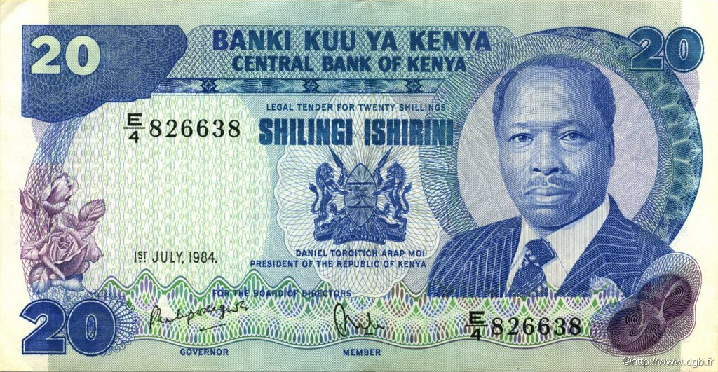 20 Shillings KENYA  1984 P.21c VF