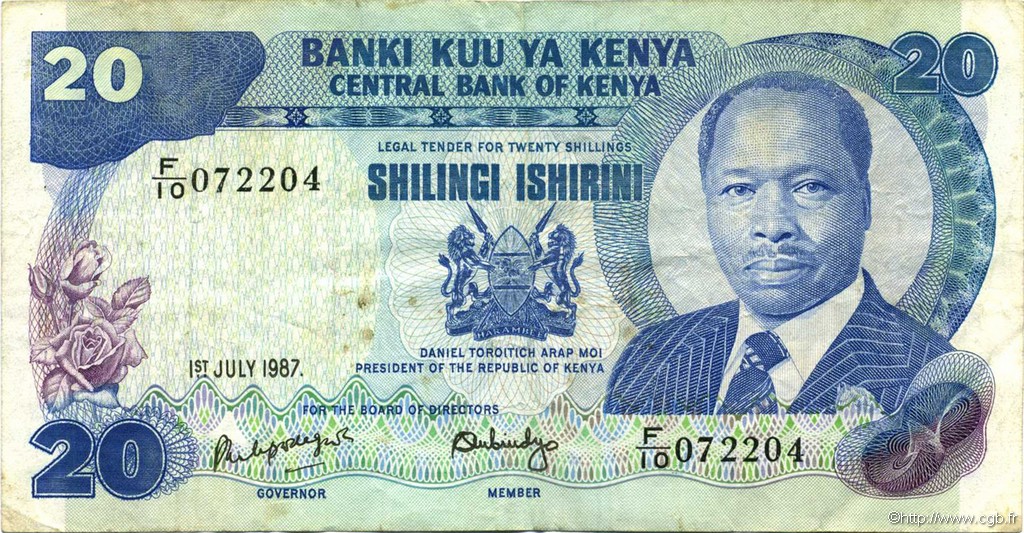 20 Shillings KENYA  1987 P.21f BB