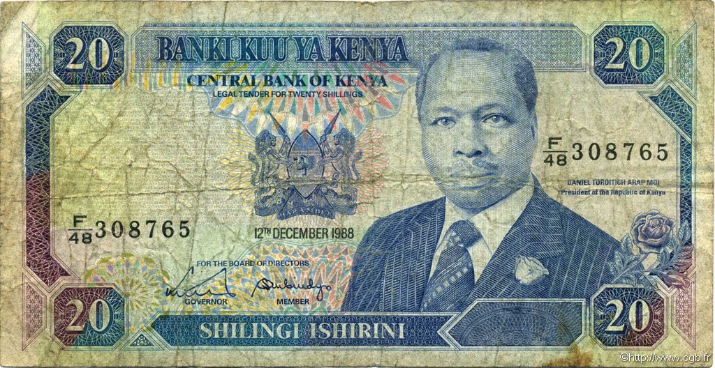 20 Shillings KENIA  1988 P.25a SGE