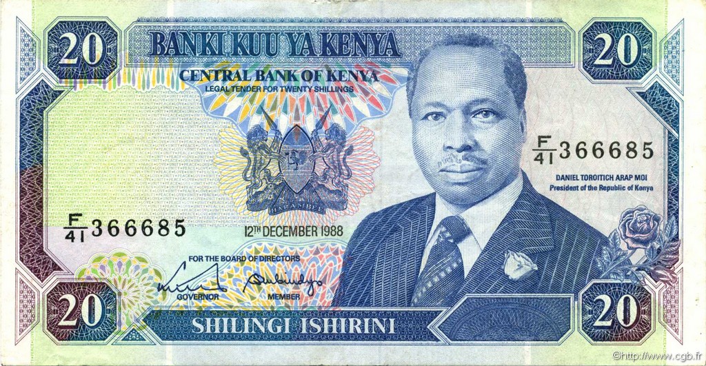 20 Shillings KENYA  1988 P.25a VF+