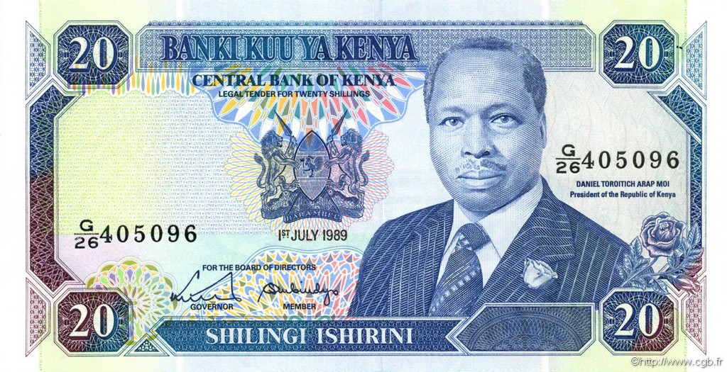 20 Shillings KENYA  1989 P.25b UNC