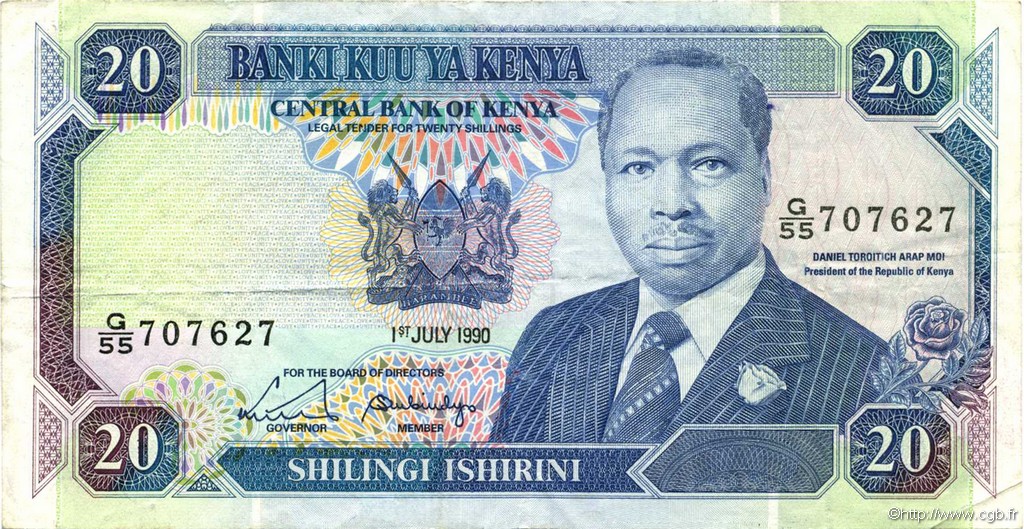 20 Shillings KENIA  1990 P.25c SS