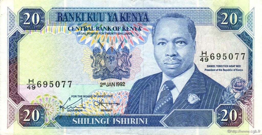 20 Shillings KENYA  1992 P.25e VF